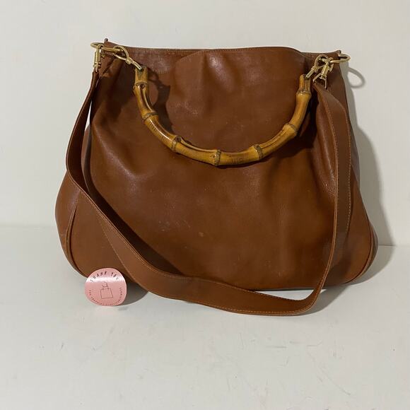 Gucci Vintage Hobo Hand Bag Purse Bamboo Brown Tan Calf leather Diana Tote - Picture 1 of 16